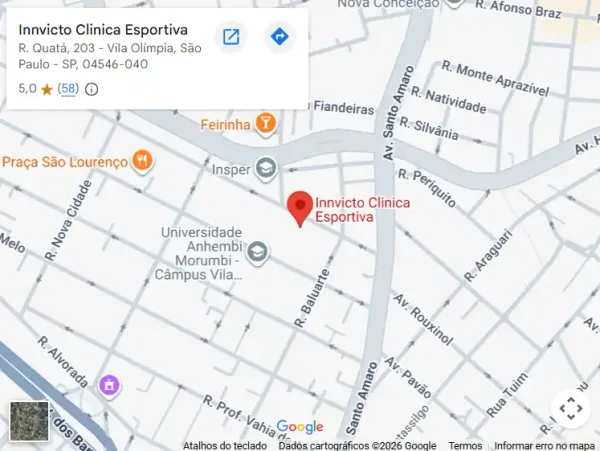 Mapa da localização da Clínica Innvicto na Rua Quatá, 203, Vila Olímpia, São Paulo. Clique para interagir.